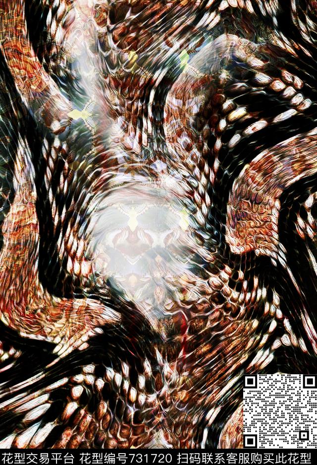 1p.jpg - 731720 - 野兽 花纹 蛇纹 - 数码印花花型 － 女装花型设计 － 瓦栏