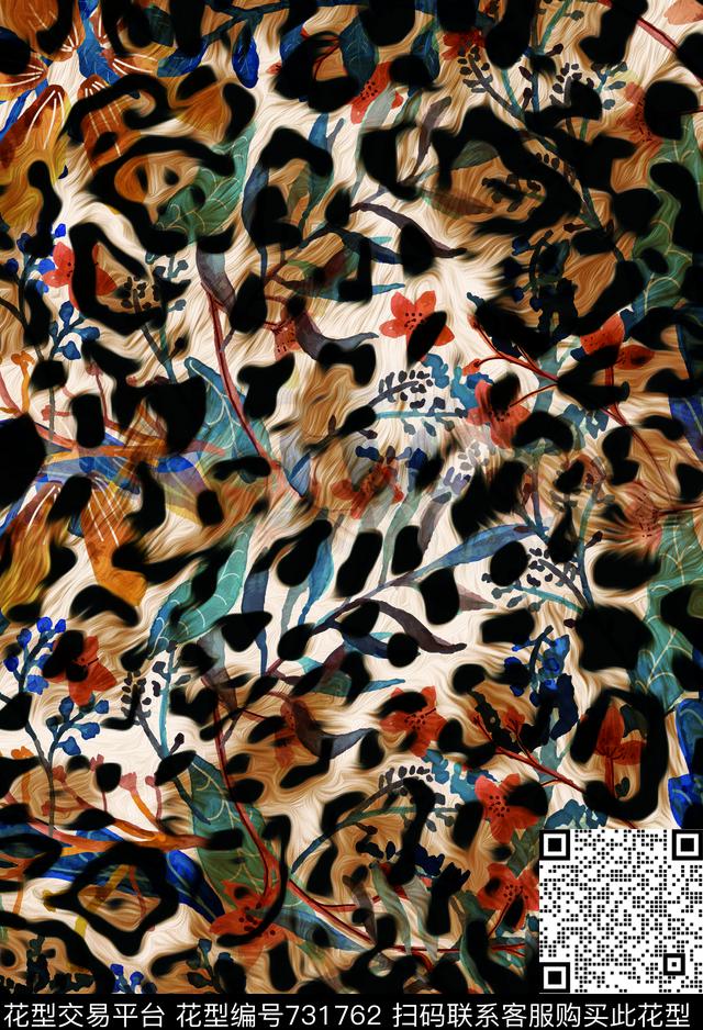 1w.jpg - 731762 - 香云纱 野兽 动物纹 - 数码印花花型 － 女装花型设计 － 瓦栏