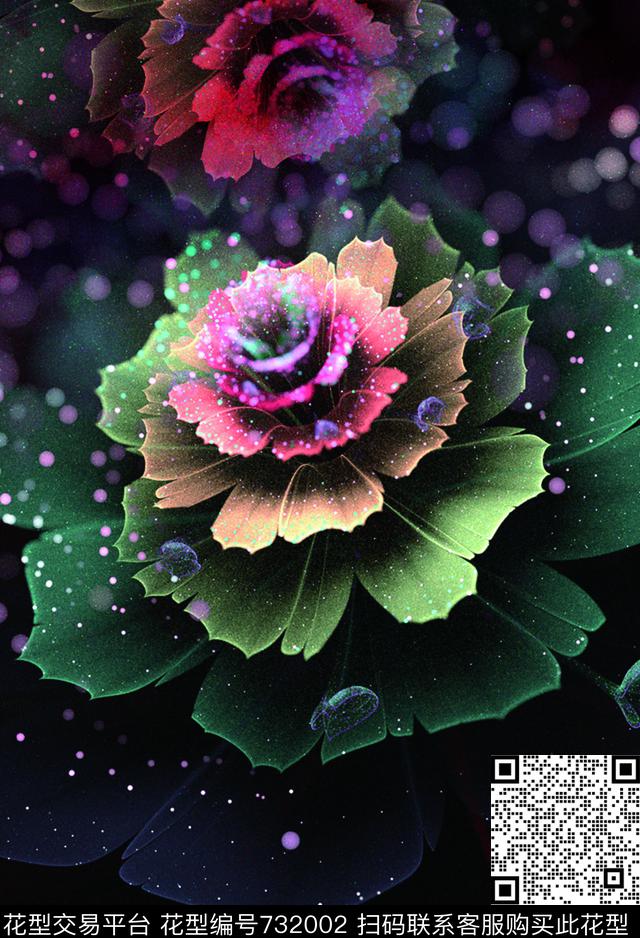 2c.jpg - 732002 - 花朵 玫瑰 牡丹 - 数码印花花型 － 雨伞花型设计 － 瓦栏
