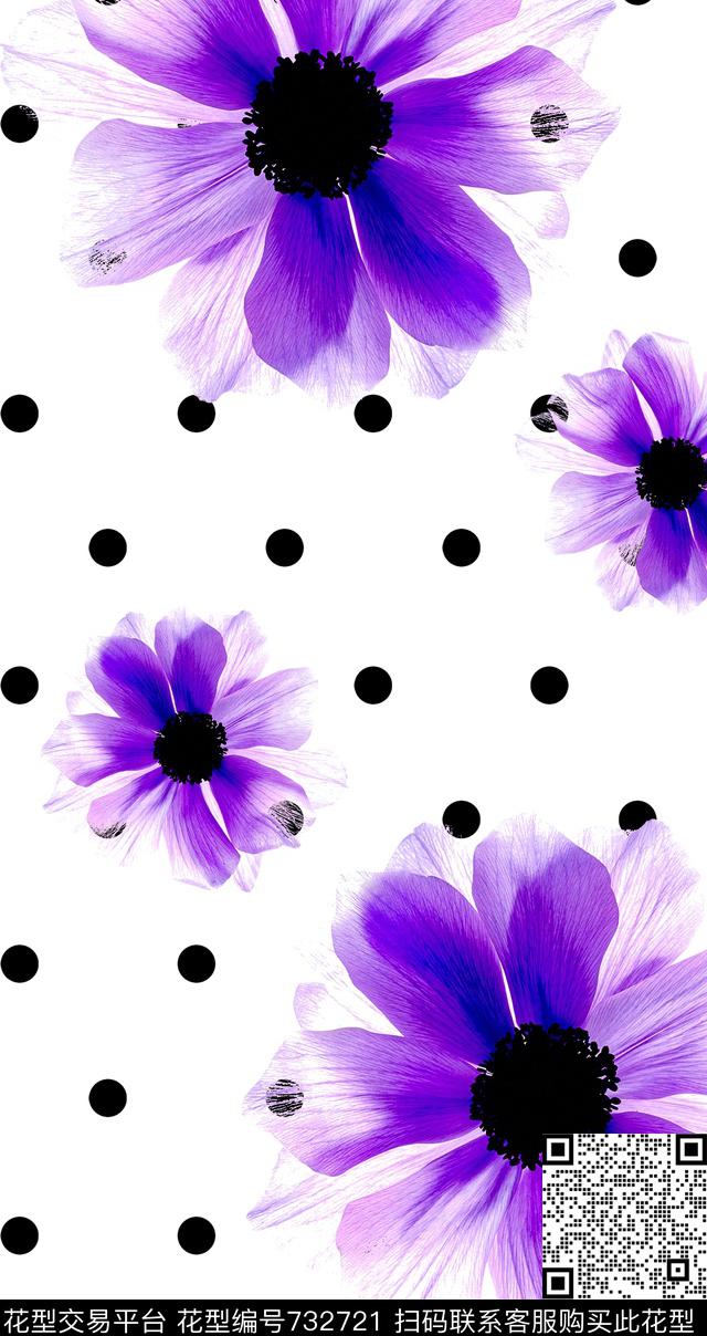 紫色花朵.jpg - 732721 - 水仙花 莲花 玉兰花 - 数码印花花型 － 女装花型设计 － 瓦栏