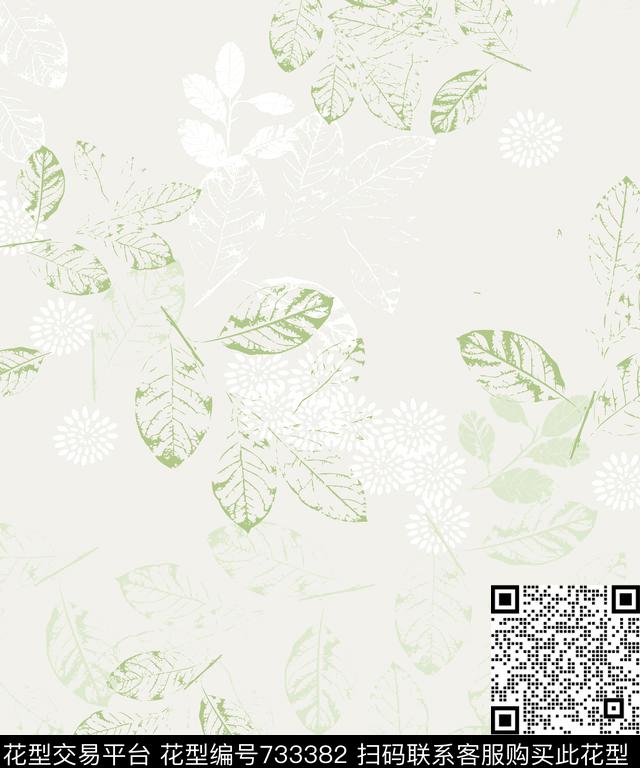 TY0005-2.jpg - 733382 - 树叶 - 数码印花花型 － 墙纸花型设计 － 瓦栏