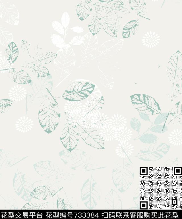 TY0005-4.jpg - 733384 - 树叶 - 数码印花花型 － 墙纸花型设计 － 瓦栏