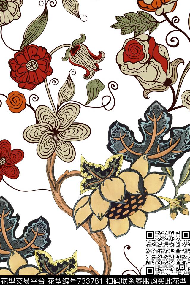 200.jpg - 733781 - 乱花 花朵 花卉 - 数码印花花型 － 女装花型设计 － 瓦栏