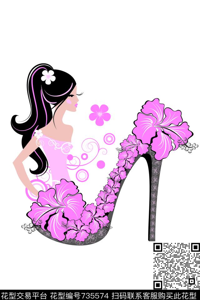 TY0008.jpg - 735574 - 时尚美女、鞋。 - 数码印花花型 － 女装花型设计 － 瓦栏