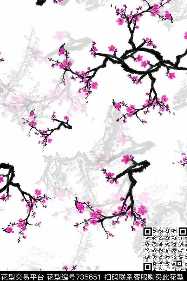 粉红.jpg - 735651 - 血红 花卉 透明花 - 数码印花花型 － 女装花型设计 － 瓦栏