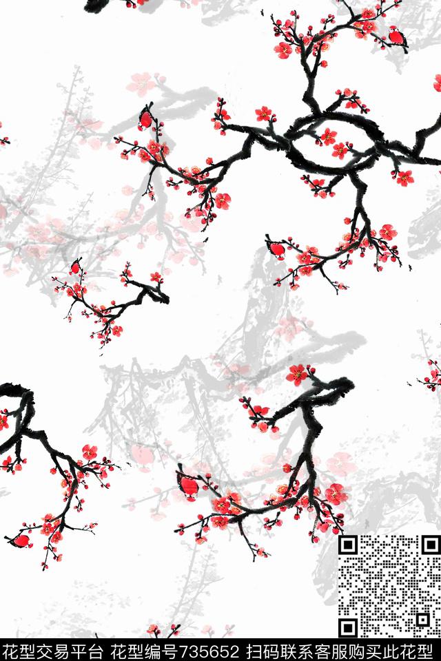 红.jpg - 735652 - 血红 花卉 透明花 - 数码印花花型 － 女装花型设计 － 瓦栏
