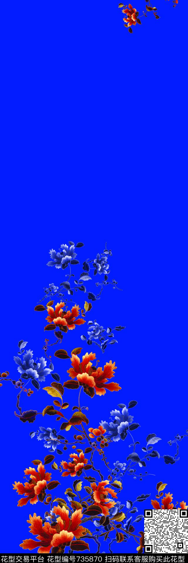 0733.tif - 735870 - 旗袍花型 数码花型 中国风 - 数码印花花型 － 女装花型设计 － 瓦栏
