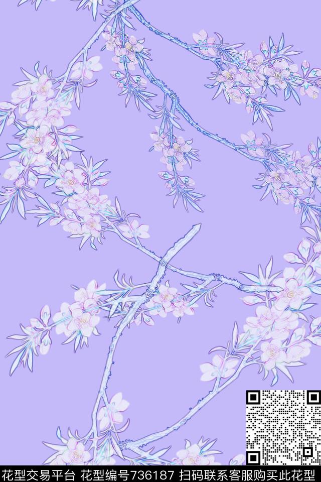 花枝1.jpg - 736187 - 血红 花卉 透明花 - 数码印花花型 － 女装花型设计 － 瓦栏