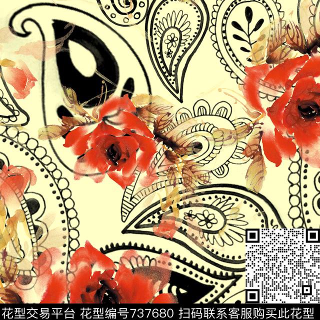 A28.jpg - 737680 - 佩斯利 古老花卉 花卉 - 数码印花花型 － 女装花型设计 － 瓦栏