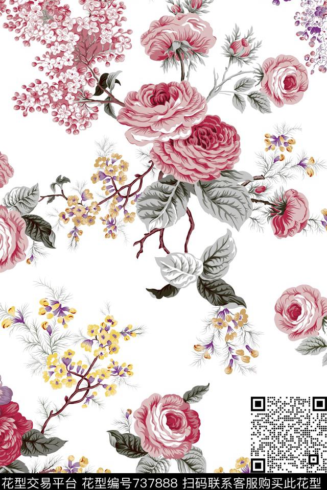 211.jpg - 737888 - 乱花 花朵 花卉 - 数码印花花型 － 女装花型设计 － 瓦栏
