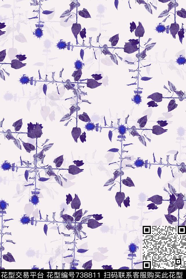 紫-白.jpg - 738811 - 血红 花卉 透明花 - 数码印花花型 － 女装花型设计 － 瓦栏