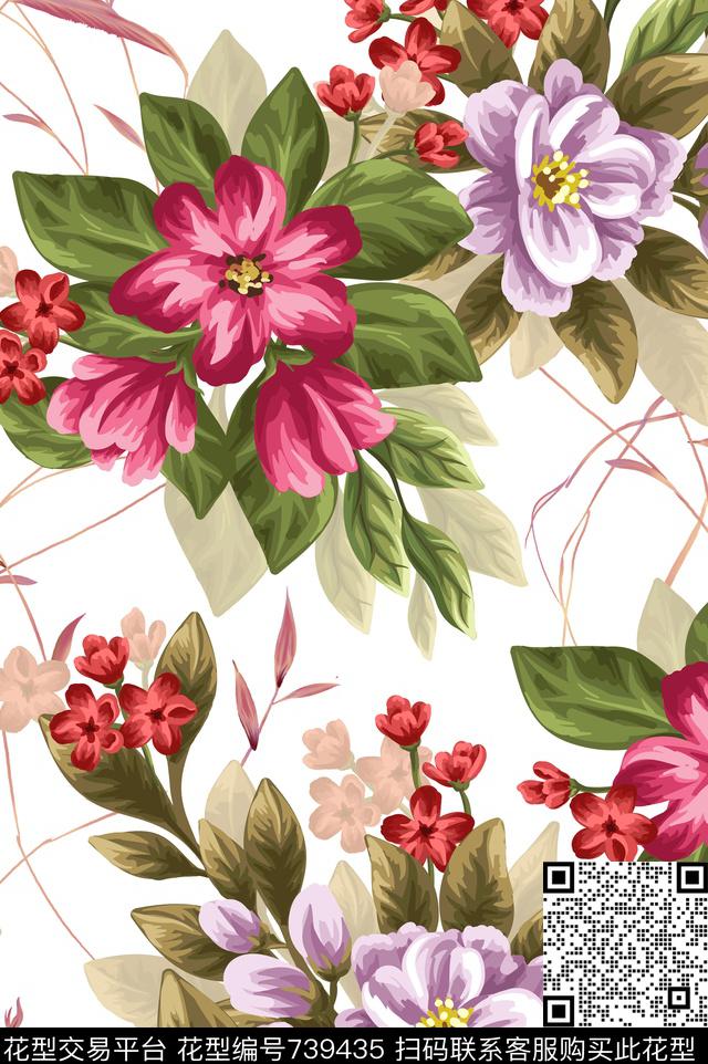 214.jpg - 739435 - 乱花 花朵 花卉 - 数码印花花型 － 女装花型设计 － 瓦栏