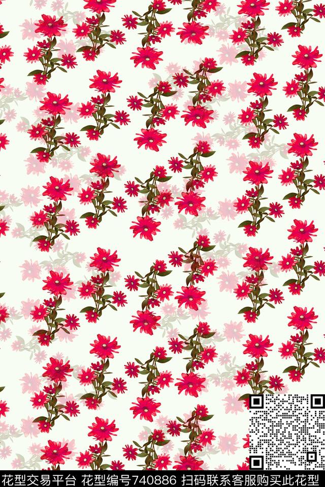 白-红.jpg - 740886 - 血红 花卉 透明花 - 数码印花花型 － 女装花型设计 － 瓦栏