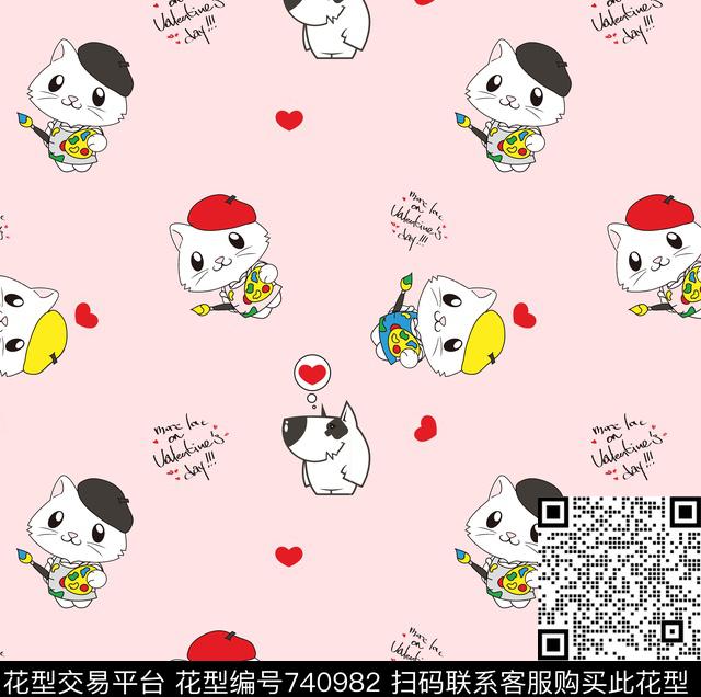 MAO-MI.jpg - 740982 - 婴童 卡通 猫咪 - 传统印花花型 － 童装花型设计 － 瓦栏
