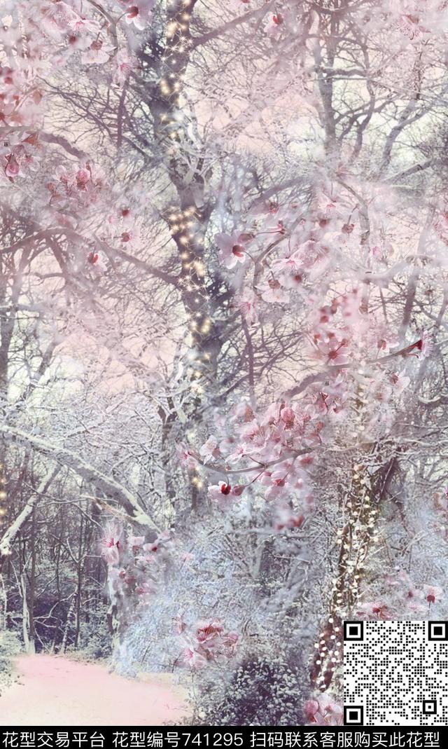 积雪印花-2016.tif - 741295 - 数码印花 树林 风景 - 数码印花花型 － 女装花型设计 － 瓦栏
