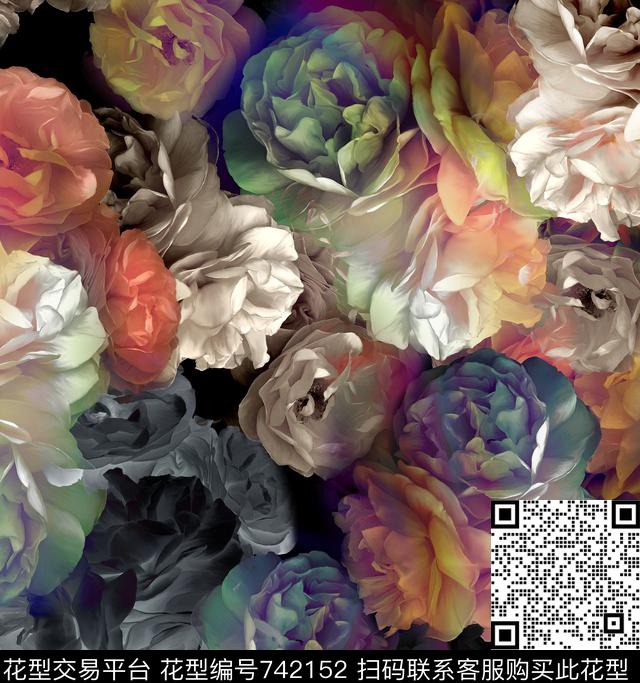 满地乱花-2016.tif - 742152 - 创意 女装 数码印花 - 数码印花花型 － 女装花型设计 － 瓦栏