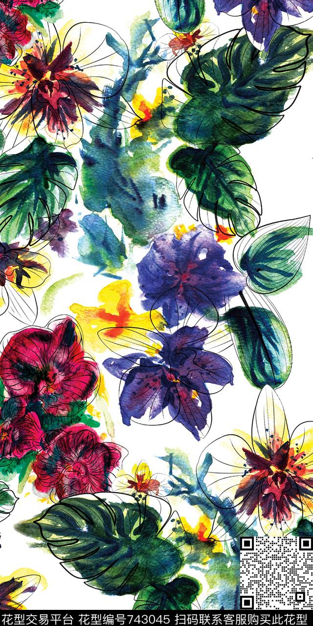 16.jpg - 743045 - 抽象 手绘 植物 - 数码印花花型 － 女装花型设计 － 瓦栏
