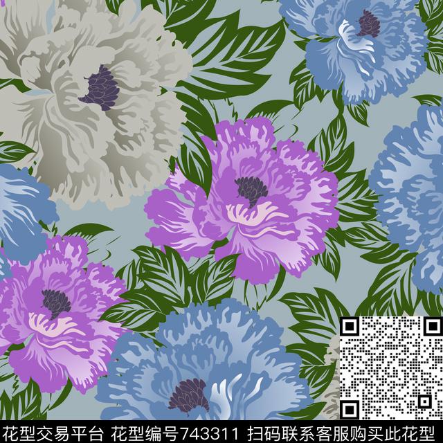 TY0011.jpg - 743311 - 牡丹花卉 - 传统印花花型 － 女装花型设计 － 瓦栏