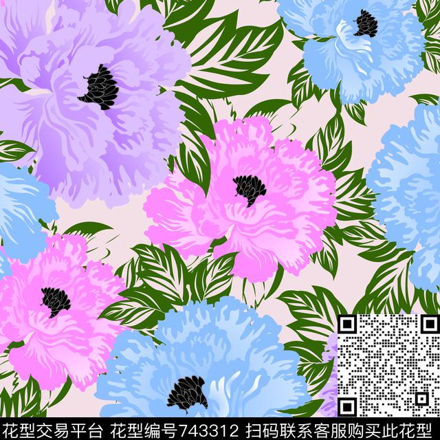 TY0011-1.jpg - 743312 - 牡丹花卉 - 传统印花花型 － 女装花型设计 － 瓦栏