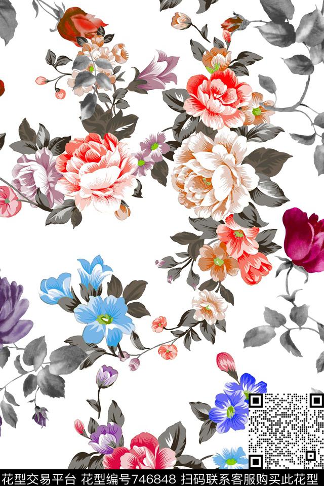 217.jpg - 746848 - 乱花 花朵 花卉 - 数码印花花型 － 女装花型设计 － 瓦栏