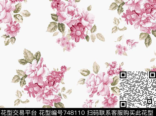 SAM00229.tif - 748110 - 花卉 玫瑰 大花 - 传统印花花型 － 女装花型设计 － 瓦栏
