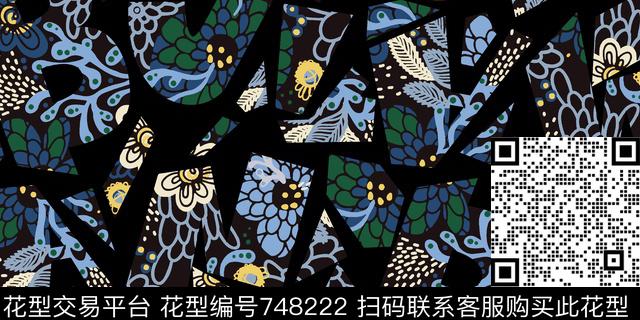 字母花.jpg - 748222 - 英文字母 抽象花卉 花卉 - 传统印花花型 － 女装花型设计 － 瓦栏