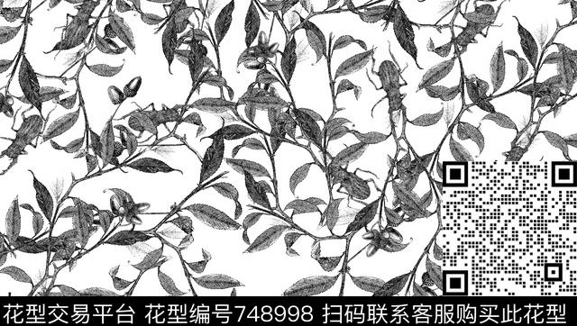 161126-4.jpg - 748998 - 黑白花 昆虫 黑白树叶 - 数码印花花型 － 女装花型设计 － 瓦栏