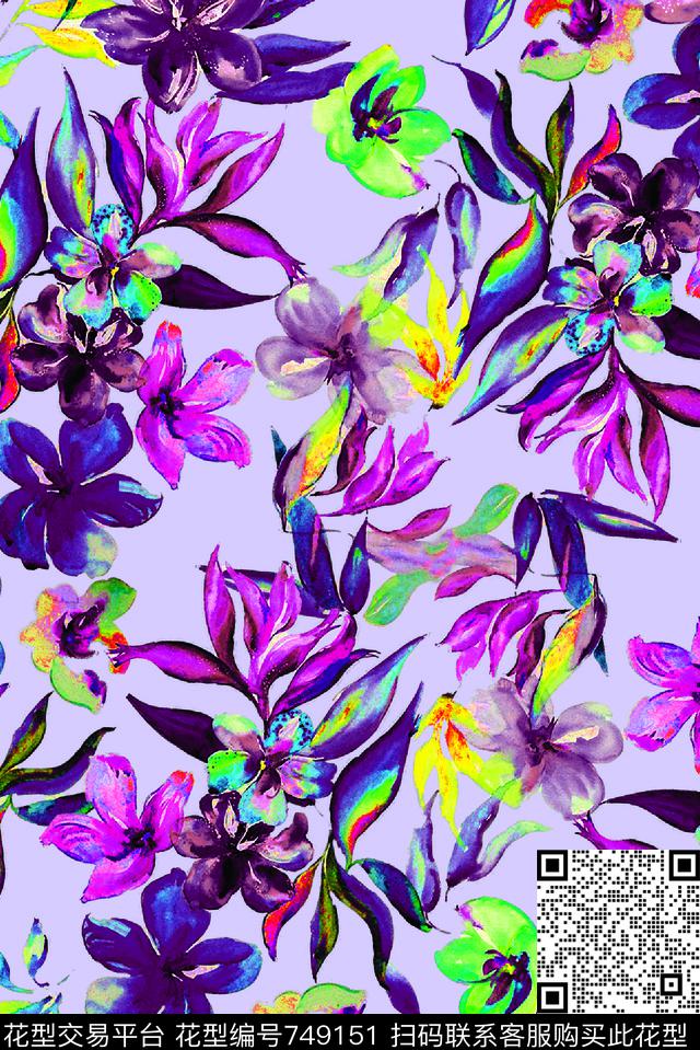 psxx213-4.jpg - 749151 - 乱花 花卉 花朵 - 数码印花花型 － 女装花型设计 － 瓦栏