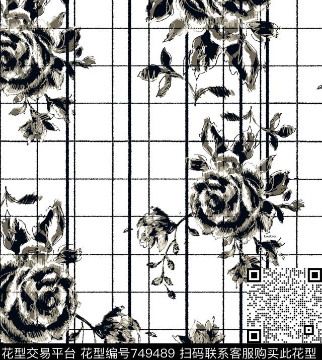 161127-2.jpg - 749489 - 格子 黑白花 - 传统印花花型 － 男装花型设计 － 瓦栏