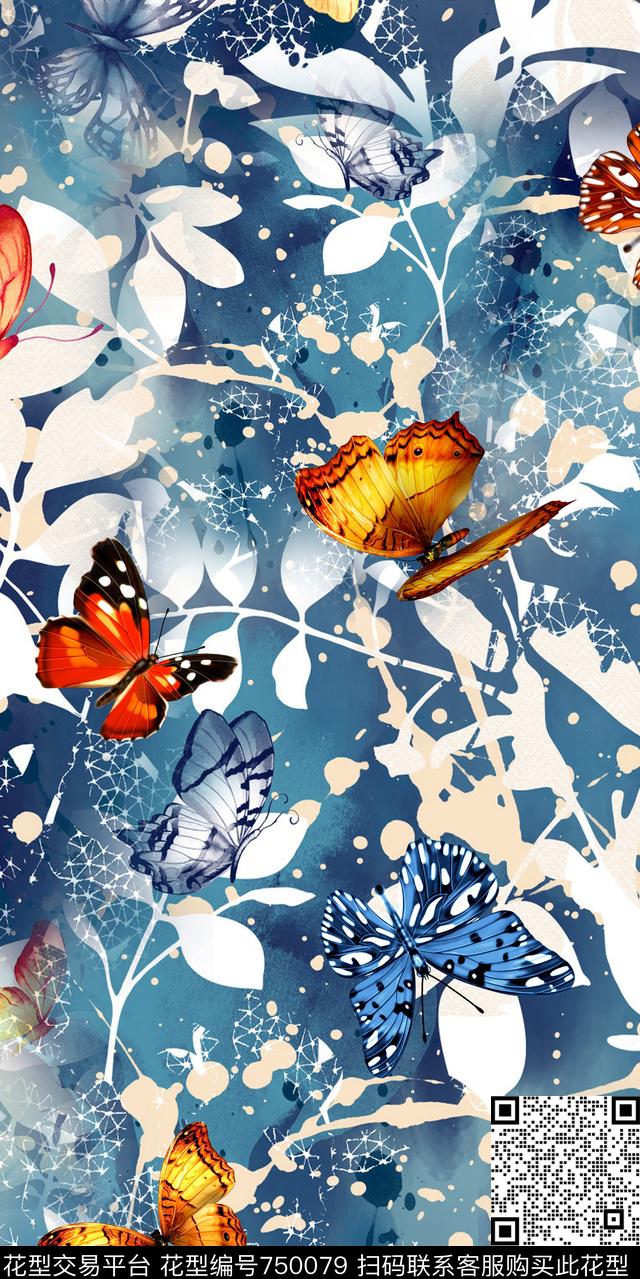 Qq16.11.28-2.jpg - 750079 - 昆虫 蝴蝶 抽象花卉 - 数码印花花型 － 女装花型设计 － 瓦栏