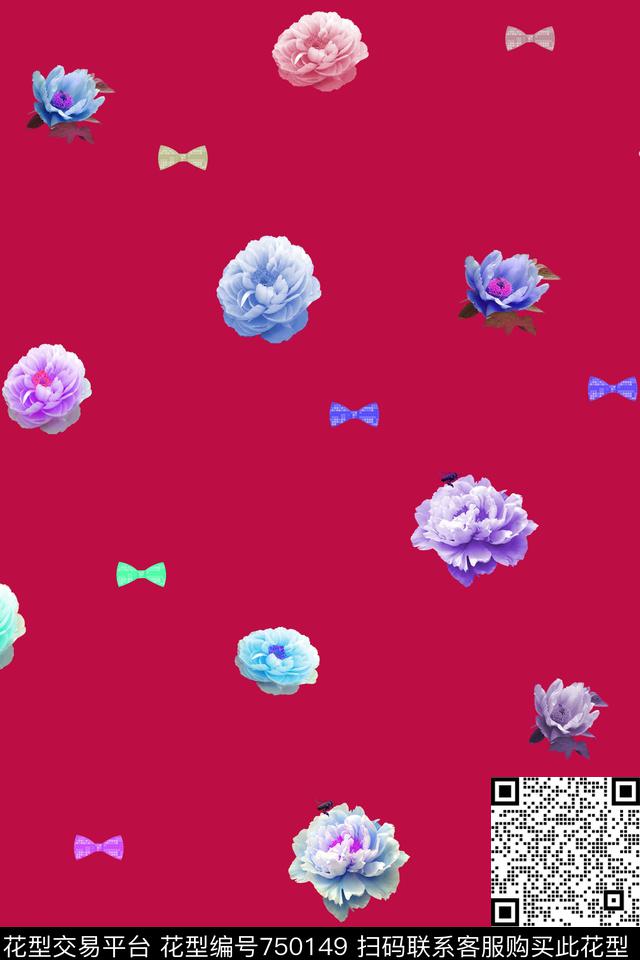 5.jpg - 750149 - 血红 花卉 透明花 - 数码印花花型 － 女装花型设计 － 瓦栏
