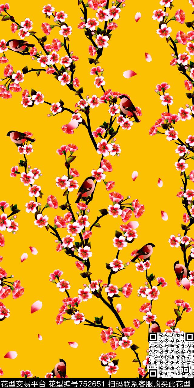 1202-154-4jpg.jpg - 752651 - 花鸟 水彩 数码 - 数码印花花型 － 女装花型设计 － 瓦栏
