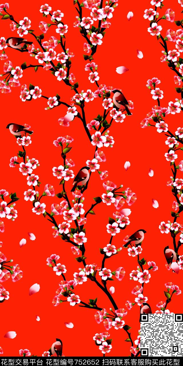 1202-154-1.jpg - 752652 - 花鸟 水彩 数码 - 数码印花花型 － 女装花型设计 － 瓦栏