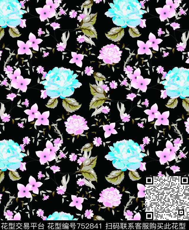 牡丹花.tif - 752841 - 大花 花朵 牡丹 - 数码印花花型 － 床品花型设计 － 瓦栏