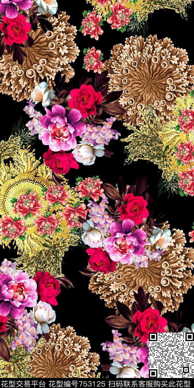 161203-63w.jpg - 753125 - 古老生物 花卉 海螺 - 数码印花花型 － 女装花型设计 － 瓦栏