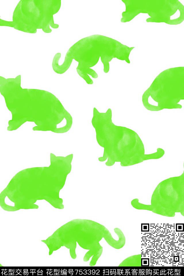 20161204 1副本5.tif - 753392 - 猫 水彩 手绘 - 数码印花花型 － 童装花型设计 － 瓦栏