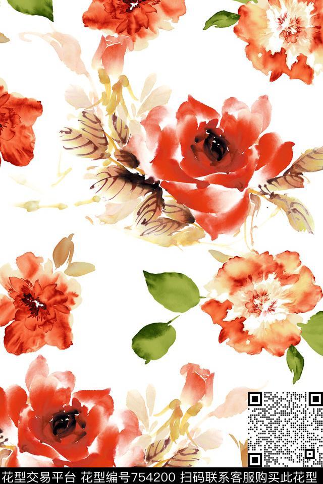 219.jpg - 754200 - 牡丹 花朵 花卉 - 数码印花花型 － 女装花型设计 － 瓦栏