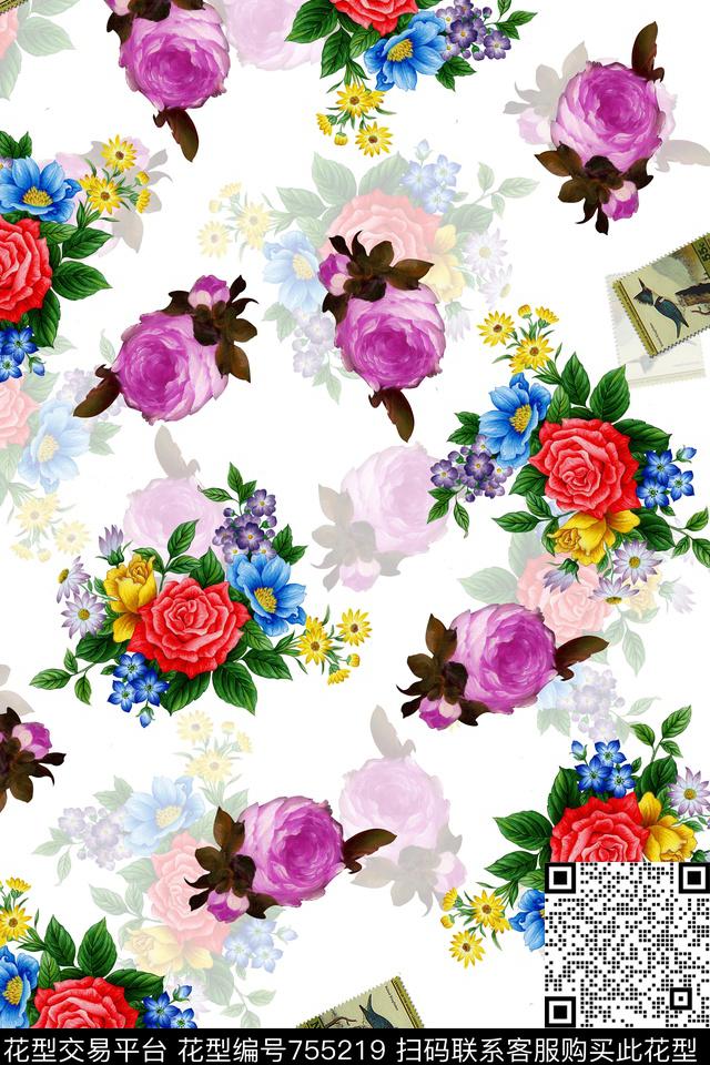 HX18.1.jpg - 755219 - 乱花 手绘花卉 花型 - 数码印花花型 － 女装花型设计 － 瓦栏