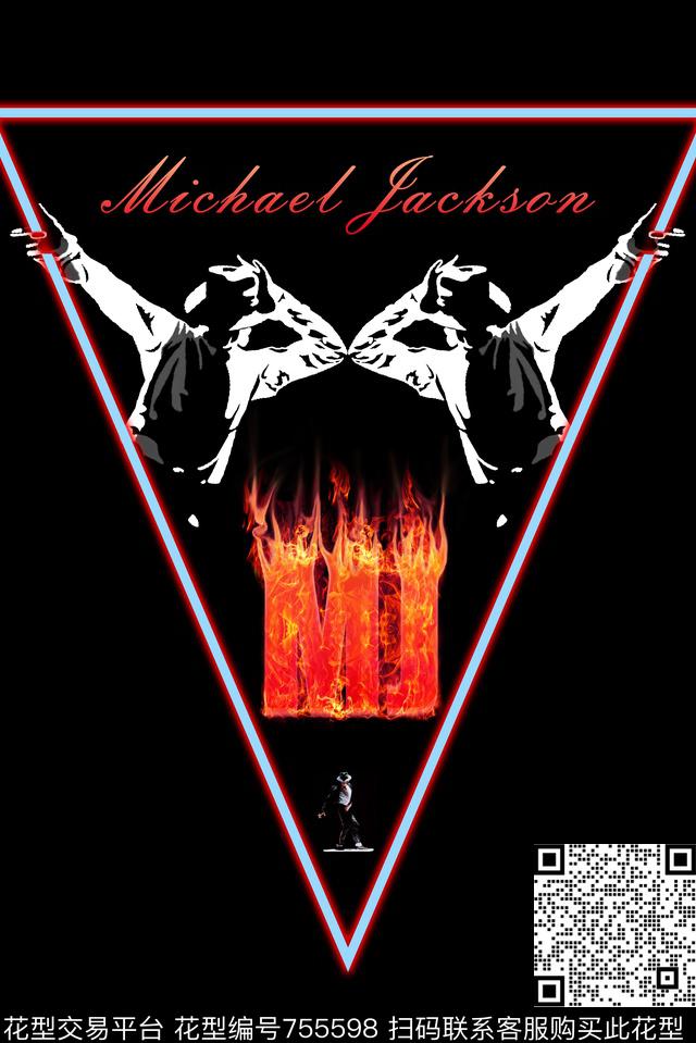 MJ.jpg - 755598 - 黑底 火焰 英文 - 数码印花花型 － 男装花型设计 － 瓦栏
