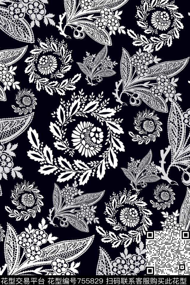 2016120702.jpg - 755829 - 波西米亚 卷草纹 云纹 - 传统印花花型 － 女装花型设计 － 瓦栏