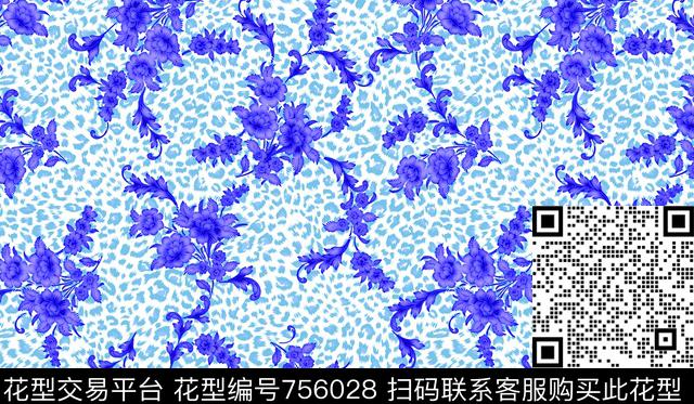 SAM00249-(2).tif - 756028 - 大花 花卉 豹纹 - 传统印花花型 － 女装花型设计 － 瓦栏