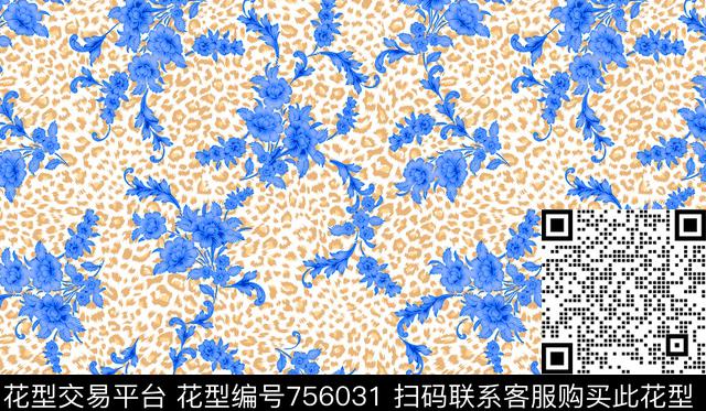 SAM00249-(3).tif - 756031 - 大花 花卉 豹纹 - 传统印花花型 － 女装花型设计 － 瓦栏