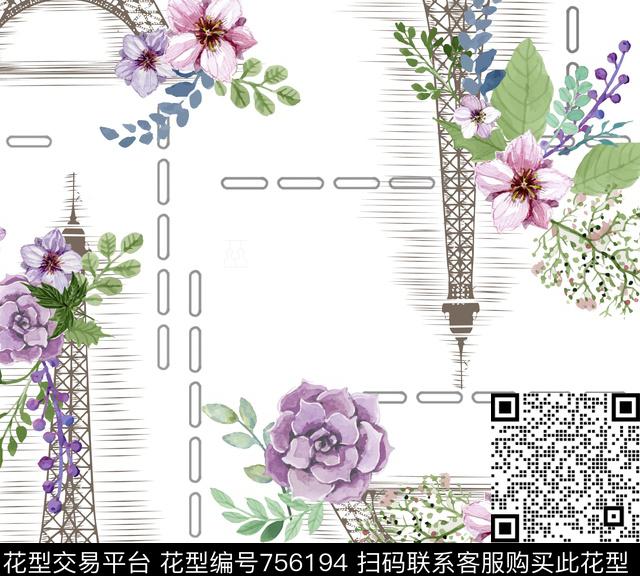 hyl0054.jpg - 756194 - 几何 花卉 铁塔 - 数码印花花型 － 女装花型设计 － 瓦栏