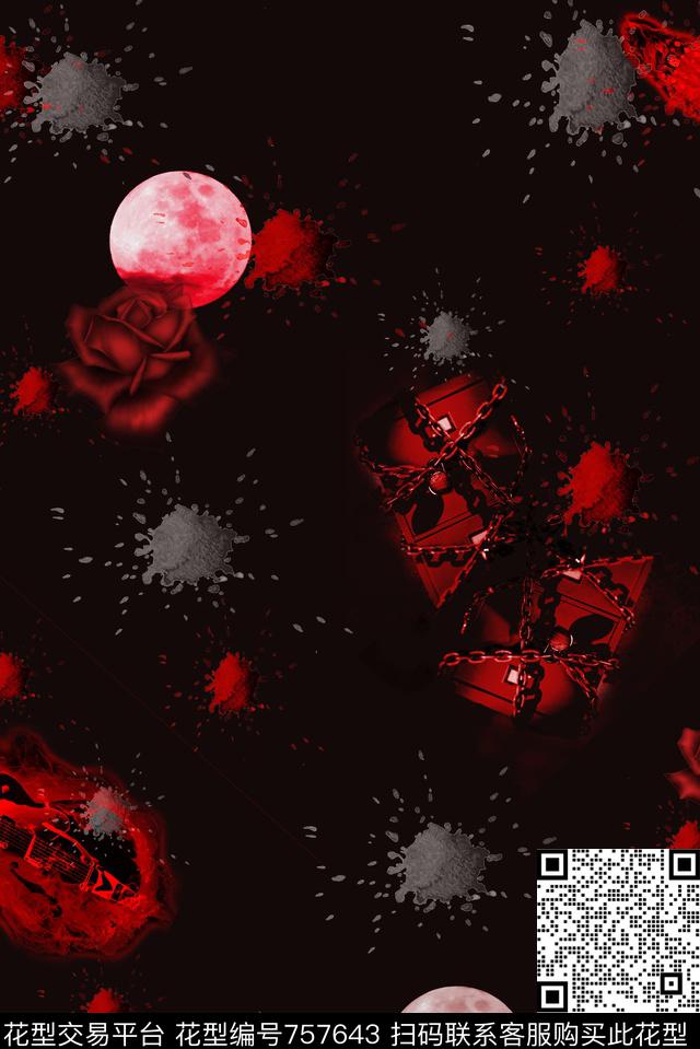 血色.jpg - 757643 - 血红 花卉 透明花 - 数码印花花型 － 女装花型设计 － 瓦栏