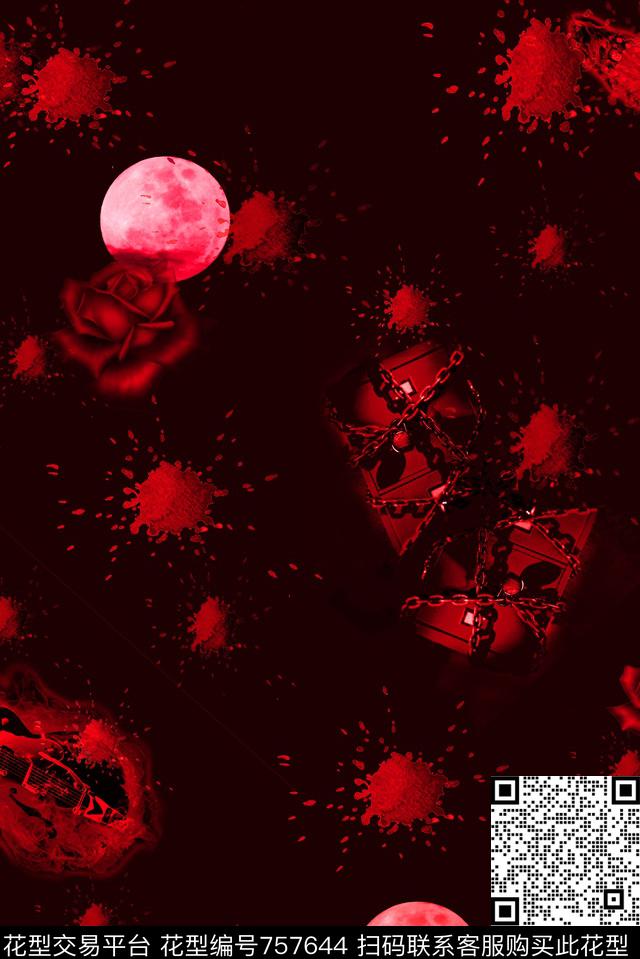 血色-红.jpg - 757644 - 血红 花卉 透明花 - 数码印花花型 － 女装花型设计 － 瓦栏