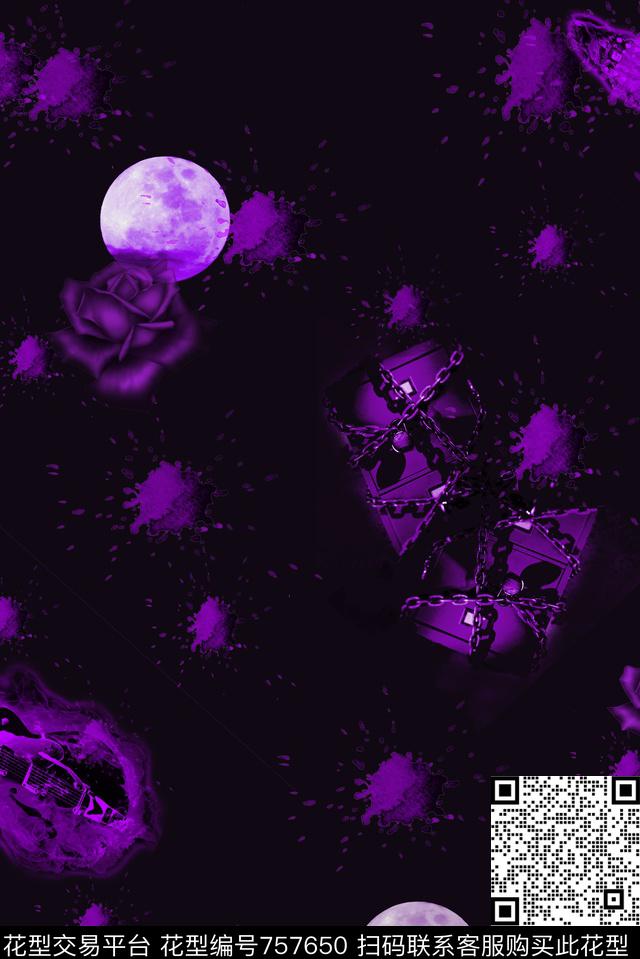 血色-紫色-1.jpg - 757650 - 血红 花卉 透明花 - 数码印花花型 － 女装花型设计 － 瓦栏