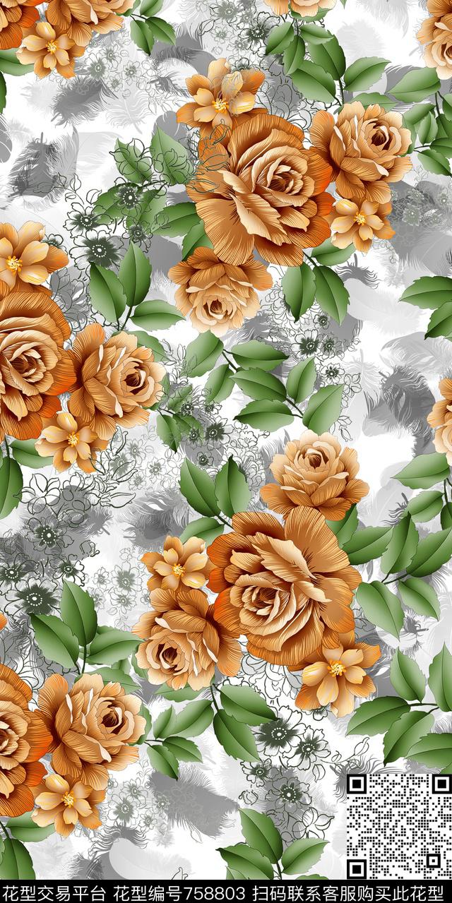 20161212-36S.jpg - 758803 - 乱花 满版花 数码花卉类 - 数码印花花型 － 女装花型设计 － 瓦栏