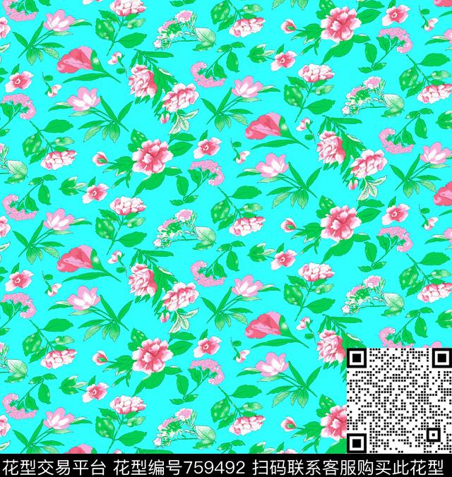 07388.tif - 759492 - 少女系列 小清新 小碎花 - 数码印花花型 － 泳装花型设计 － 瓦栏