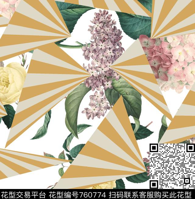 hyl0070.jpg - 760774 - 小碎花 花卉 几何 - 数码印花花型 － 女装花型设计 － 瓦栏