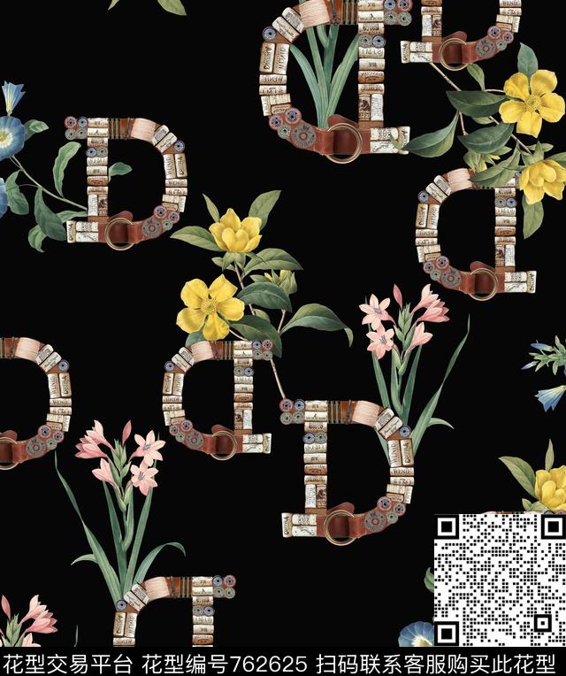 hyl0076.jpg - 762625 - 花朵 花卉 字母 - 数码印花花型 － 女装花型设计 － 瓦栏